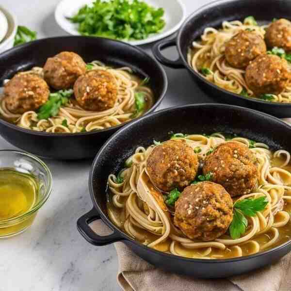 Куриная лапша пофранцузски с фрикадельками